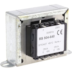 Rs Pro - Transformateur à montage sur châssis, Vin 230V c.a., Vout 18V c.a., 2 sorties, 50VA ( Prix pour 1 )