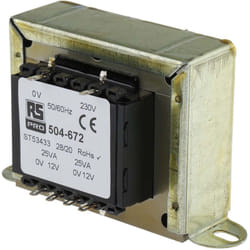 Rs Pro - Transformateur à montage sur châssis, Vin 230V c.a., Vout 12V c.a., 2 sorties, 50VA ( Prix pour 1 )