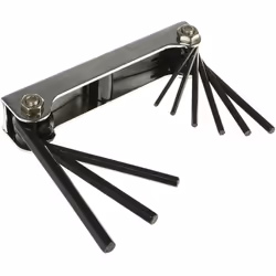 Nombre de pièces = 9 Finition = Noirci Jeu de clés mâles sur monture. Jeu de clés 6 pans mâles, au pas métrique ou au pas imp ...