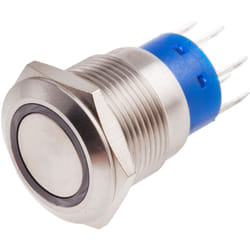 Bouton-poussoir, Momentané lumineux, led Rouge, 5 a, Argent, Montage panneau 24V ( Prix pour 1 )