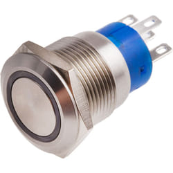 Rs Pro - Bouton-poussoir, Verrouillable lumineux, led Rouge, Unipolaire à deux directions (1RT), 5 a, Argent, Montage panneau 24V ( Prix pour 1 )