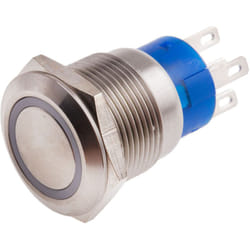 Rs Pro - Bouton-poussoir, Verrouillable lumineux, led Jaune, Unipolaire à deux directions (1RT), 5 a, Argent, Montage panneau 12V ( Prix pour 1 )