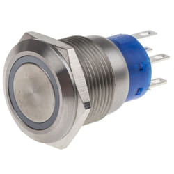 Rs Pro - Bouton-poussoir, Momentané lumineux, led Jaune, 5 a, Argent, Montage panneau 12V ( Prix pour 1 )