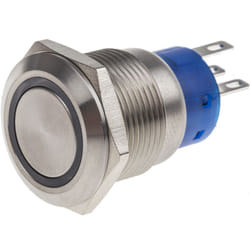 Rs Pro - Bouton-poussoir, Verrouillable lumineux, led Rouge, Unipolaire à deux directions (1RT), 5 a, Argent, Montage panneau 12V ( Prix pour 1 )