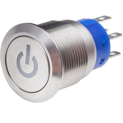 Bouton-poussoir, Verrouillable lumineux, led Jaune, 5 a, Argent, Montage panneau 110V ( Prix pour 1 )