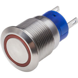Rs Pro - Bouton-poussoir, Verrouillable lumineux, led Rouge, Unipolaire à deux directions (1RT), 5 a, Argent, Montage panneau ( Prix pour 1 )