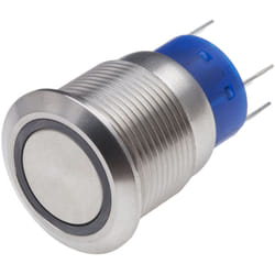 Rs Pro - Bouton-poussoir, Verrouillable lumineux, led Blanc, 5 a, Argent, Montage panneau 220V ( Prix pour 1 )