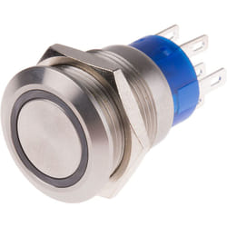 Rs Pro - Bouton-poussoir, Verrouillable lumineux, led Bleu, 5 a, Argent, Montage panneau 220V ( Prix pour 1 )