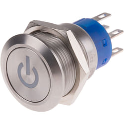 Rs Pro - Bouton-poussoir, Verrouillable lumineux, led Jaune, 5 a, Argent, Montage panneau 220V ( Prix pour 1 )