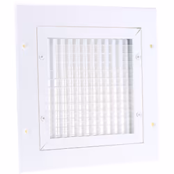 Dimensions = 200 x 200mm Largeur de bride = 32mm Configuration des volets = Eggcrate Matériau = Aluminium Couleur = Blanc Hau ...
