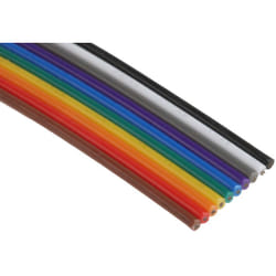 Câble en nappe Rs Pro 10 voies 26 awg, pas de 1.27mm, Multicolore, 25m ( Prix pour Bobine de 25 Mètres )