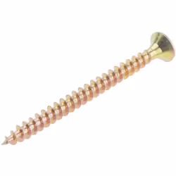 Taille de filetage = 4mm Forme de tête = Fraisée Type d'entrainement = Pozidriv Matériau = Acier Finition = Jaune passivé, ga ...