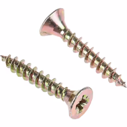Taille de filetage = 5mm Forme de tête = Fraisée Type d'entrainement = Pozidriv Matériau = Acier Finition = Jaune passivé, ga ...
