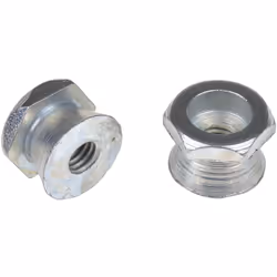 Taille de filetage = M6 Matériau = Acier Finition = Galvanisé brillant Couple de rupture = 10Nm Ecrous frangibles. Ecrous fra ...