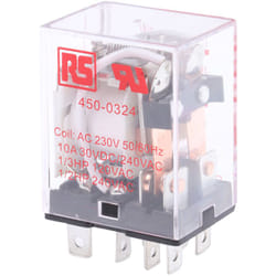 RS PRO Relais sans accrochage 2 RT, bobine 230V c.a. Enfichable 1.2W ( Prix pour 1 )