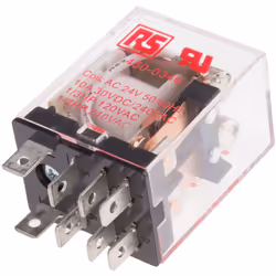 Tension de bobine = 24V c.a. Configuration de contact = 2 RT Type de montage = Enfichable Courant de commutation = 10A Nombre ...
