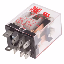 Tension de bobine = 12V c.c. Configuration de contact = 2 RT Type de montage = Enfichable Courant de commutation = 10A Nombre ...