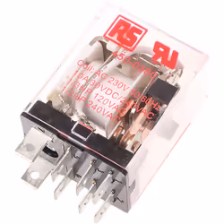 Tension de bobine = 230V c.a. Configuration de contact = 2 RT Type de montage = Enfichable Courant de commutation = 10A Nombr ...