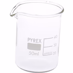 Matériau = verre borosilicate Capacité = 50ml Graduations = Oui Dimensions = 42 (Dia.) x 60mm Diamètre = 42mm Longueur = 60mm ...
