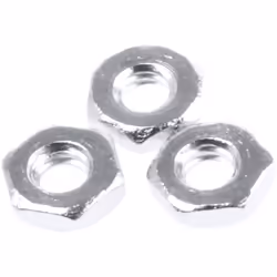 Taille de filetage = M2 Largeur = 4mm Matériau = Laiton Type = Demi Finition = Nickelé Standard DIN = DIN 439B Ecrous extra-p ...
