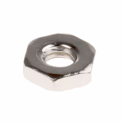 Taille de filetage = M2.5 Largeur = 5mm Matériau = Laiton Type = Demi Finition = Nickelé Standard DIN = DIN 439B Ecrous extra ...