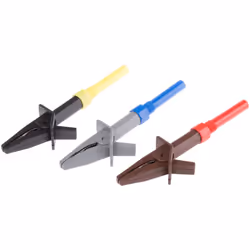 Cordons d'essai triphasés, 600 V CAT III. Câbles bleus, jaunes et rouges avec fiches mâles à protection rétractable Tension t ...