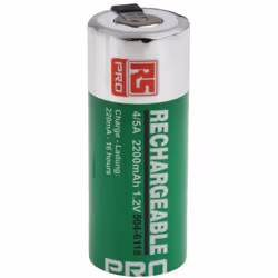 Taille = 4/5 A Tension nominale = 1.2V Capacité = 2.2Ah Chimie = NiMH Type de terminaison = Cosses Gamme de température de fo ...