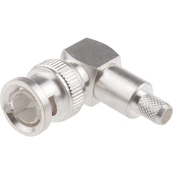 Rs Pro - Connecteur coaxial Mâle à angle droit, raccordement a sertir 50O Montage sur câble ( Prix pour 1 )