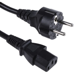 Rs Pro - Câble d'alimentation, Noir, Connecteur C13, iec vers cee 7/7, Schuko, 1m ( Prix pour 1 )