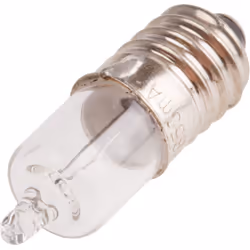 Tension = 5,2 V Base de la lampe = E10 Courant = 850 mA Diamètre = 9.3mm Taille de la lampe = T9 Longueur = 31 mm Couleur de  ...