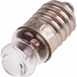 Tension = 3,7 V Base de la lampe = E10 Courant = 300 mA Diamètre = 9mm Longueur = 25 mm Couleur de lentille = Clair Luminosit ...