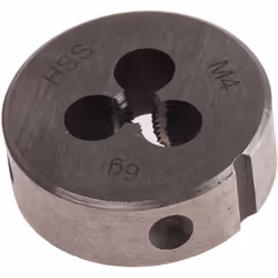 Taille de filetage = M4 Pas = 0.7mm Diamètre extérieur = 25mm Epaisseur = 9mm Matériau = HSS HSS ; matrices DIN/UNF/UNC. Matr ...