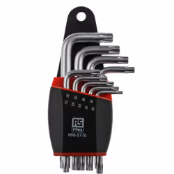 Nombre de pièces = 9 Forme = L Bras court ou long = Long Matériau = Acier chrome vanadium Finition = Chrome Jeu de clés Torx ...