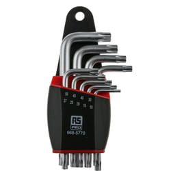 Jeu de clés Torx T10 T15 T20 T25 T27 T30 T40 T45 T50 9 pièces , RS PRO ( Prix pour 1 Jeu )
