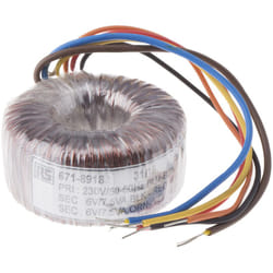 Rs Pro - Transformateur torique 2 sorties, 230V c.a. 2 x 6V c.a., 15VA ( Prix pour 1 )