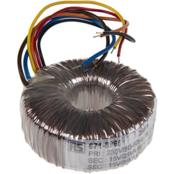 Rs Pro - Transformateur torique 2 sorties, 230V c.a. 2 x 15V c.a., 50VA ( Prix pour 1 )