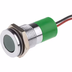 Tension nominale = 12V c.c. Couleur du flux lumineux = Vert Taille de l'orifice de fixation = 14mm Type de lampe = LED Type d ...