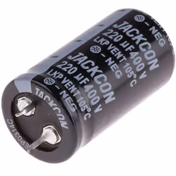 Capacité = 220µF Tension = 400V c.c. Type de montage = Traversant Technologie = Electrolytique Dimensions = 25 (Dia.) x 45mm ...