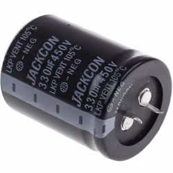 Capacité = 330µF Tension = 450V c.c. Type de montage = Traversant Technologie = Electrolytique Dimensions = 35 (Dia.) x 45mm  ...