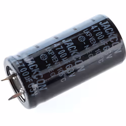 Capacité = 4700µF Tension = 63V c.c. Type de montage = Traversant Technologie = Electrolytique Dimensions = 25 (Dia.) x 50mm  ...
