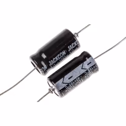 Capacité = 10µF Tension = 100V c.c. Type de montage = Traversant Technologie = Electrolytique Dimensions = 8 (Dia.) x 16mm Ha ...