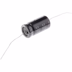 Capacité = 10µF Tension = 400V c.c. Type de montage = Traversant Technologie = Electrolytique Dimensions = 13 (Dia.) x 24mm H ...
