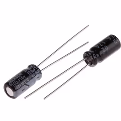 Capacité = 100µF Tension = 16V c.c. Type de montage = Traversant Technologie = Electrolytique Dimensions = 5 (Dia.) x 11mm Ha ...