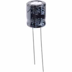 Capacité = 1000µF Tension = 16V c.c. Type de montage = Traversant Technologie = Electrolytique Dimensions = 10 (Dia.) x 12mm  ...