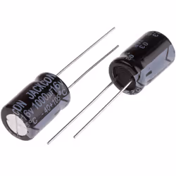 Capacité = 1000µF Tension = 16V c.c. Type de montage = Traversant Technologie = Electrolytique Dimensions = 10 (Dia.) x 15mm  ...