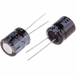 Capacité = 2200µF Tension = 16V c.c. Type de montage = Traversant Technologie = Electrolytique Dimensions = 13 (Dia.) x 16mm  ...