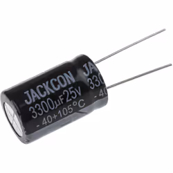 Capacité = 3300µF Tension = 25V c.c. Type de montage = Traversant Technologie = Electrolytique Dimensions = 16 (Dia.) x 26mm  ...