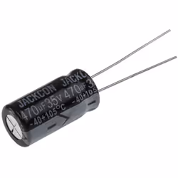 Capacité = 470µF Tension = 35V c.c. Type de montage = Traversant Technologie = Electrolytique Dimensions = 10 (Dia.) x 20mm H ...