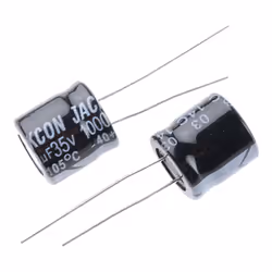 Capacité = 1000µF Tension = 35V c.c. Type de montage = Traversant Technologie = Electrolytique Dimensions = 13 (Dia.) x 14mm ...