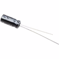 Capacité = 4.7µF Tension = 50V c.c. Type de montage = Traversant Technologie = Electrolytique Dimensions = 5 (Dia.) x 11mm Ha ...